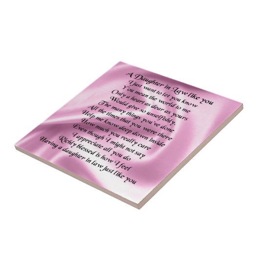 Schwiegertochter-Gedicht - rosa Seide Fliese (Seite)