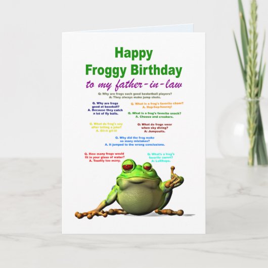Schwiegervater, Geburtstag, Froschwitze Karte (Vorderseite)