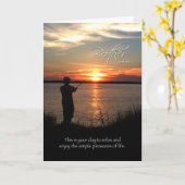 Schwiegervater Geburtstag, Sunset Fishing Silhouet Karte (Gelbe Blume)