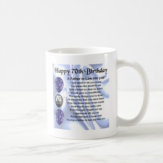 Schwiegervater-Gedicht - 70. Geburtstag Kaffeetasse (Rechts)