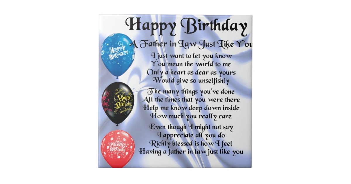 SchwiegervaterGedicht alles Gute zum Geburtstag Fliese Zazzle.de