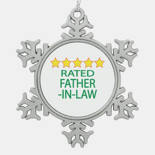 Schwiegervater mit fünf Sternen Schneeflocken Zinn-Ornament (Vorderseite)