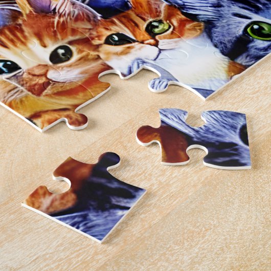 schwierig | Katzengesicht Ingwer graues Haustier Puzzle (Seite)