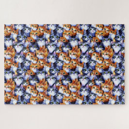 schwierig | Katzengesicht Ingwer graues Haustier Puzzle