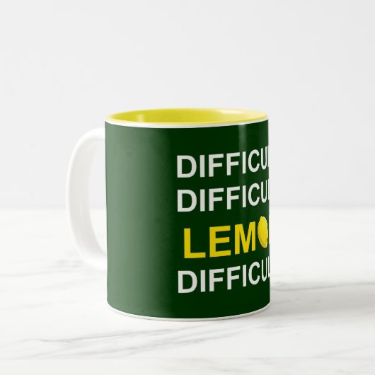 ` Schwierig, schwierig, Zitrone, schwierig' Zweifarbige Tasse (Vorderseite Links)