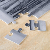 Schwierige Schwarz-Weiß Winter Schneebäume Puzzle (Seite)