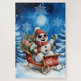 Schwieriger blauer Winter Weihnachtsmann Puzzle