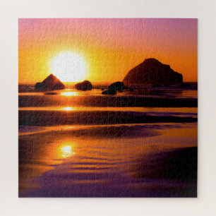 Schwieriger, lebhafter Sonnenuntergang im Ozean Puzzle
