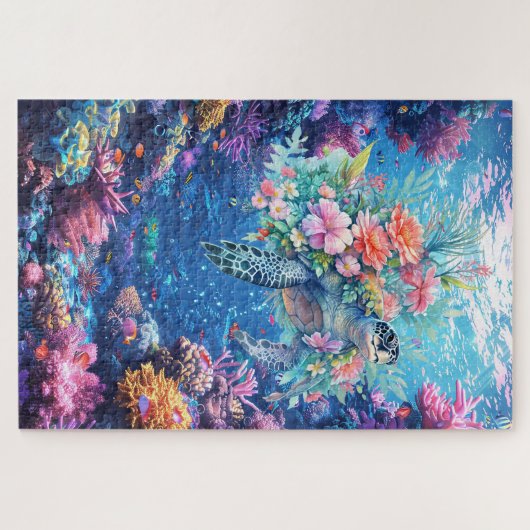 Schwieriger Meerschildkrötenriff Korallenriff Puzzle (Horizontal)