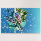 Schwieriger Whimsical Sea Turtle Jigsaw Puzzle (Horizontal)