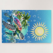 Schwieriger Whimsical Sea Turtle Jigsaw Puzzle (Horizontal)