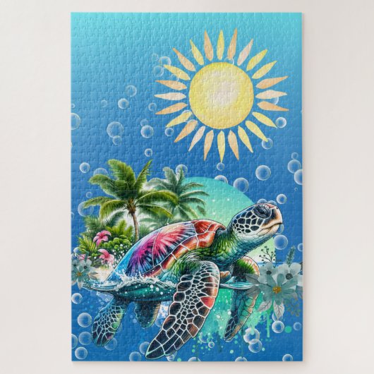 Schwieriger Whimsical Sea Turtle Jigsaw Puzzle (Vertikal)