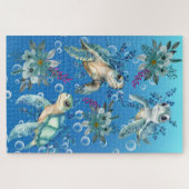 Schwieriger Whimsical Sea Turtle Jigsaw Puzzle (Horizontal)