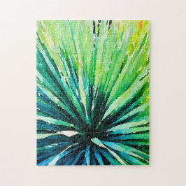 Schwieriger Wüstenpuzzle mit Grün und Blauen Sotol Puzzle