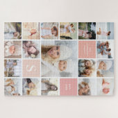 Schwieriges 18-Foto- und Familienmonogramm-Collage Puzzle (Horizontal)
