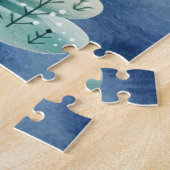 Schwieriges Blue Winter Weihnachtsdorf & Gnome Puzzle (Seite)