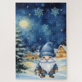 Schwieriges Blue Winter Weihnachtsdorf & Gnome Puzzle (Vertikal)