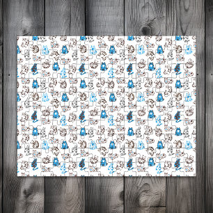 Schwieriges Kitty Cat Pattern   Classic Blue Puzzle