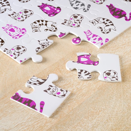 Schwieriges Kitty Cat Pattern | Hellrosa Puzzle (Seite)