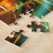 Schwieriges, orangefarbenes, grünes, gelbes hologr puzzle (Seite)