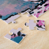 Schwieriges Puzzle mit Abstraktem Rosa und grünem  (Seite)