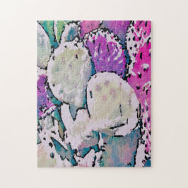 Schwieriges Puzzle mit Abstraktem Rosa und grünem 