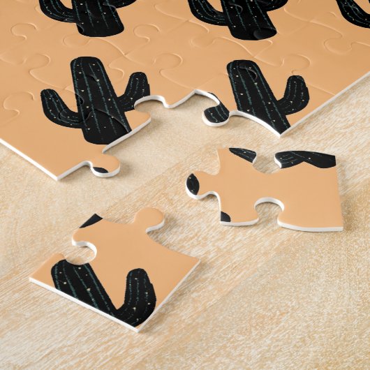 Schwieriges Schwarz und Orange Saguaro Cactus Puzz Puzzle (Seite)