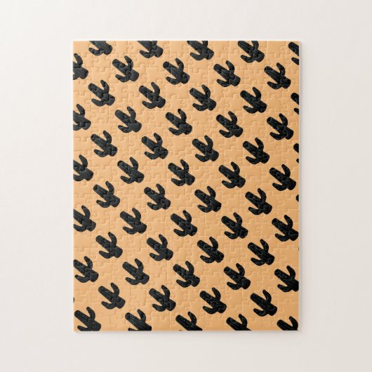 Schwieriges Schwarz und Orange Saguaro Cactus Puzz Puzzle (Vertikal)