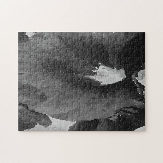 Schwieriges Schwarz-Weiß-Hollyhock-Blume-Puzzle Puzzle (Horizontal)