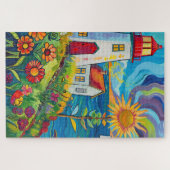 Schwieriges Whimsical Floral Light House Puzzle (Horizontal)