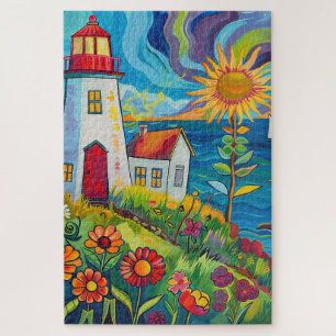 Schwieriges Whimsical Floral Light House Puzzle