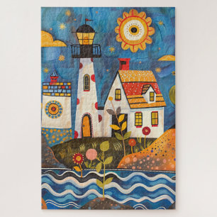 Schwieriges Whimsical Floral Light House Puzzle