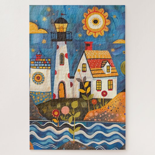 Schwieriges Whimsical Floral Light House Puzzle (Vertikal)