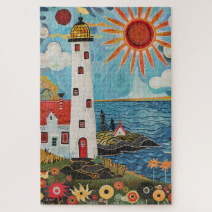 Schwieriges Whimsical Floral Light House Puzzle