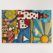 Schwieriges Whimsical Floral Light House Puzzle (Horizontal)