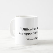 "Schwierigkeiten beherrscht…" Churchill Kaffeetasse (Vorderseite Links)