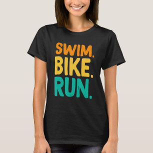 Schwimm-Bike-Run Grafisch läuft Schwimmen-Radfahre T-Shirt