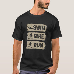 Schwimm-Bike-Run Grafisch läuft Schwimmen-Radfahre T-Shirt