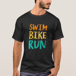 Schwimm-Bike-Run Grafisch läuft Schwimmen-Radfahre T-Shirt