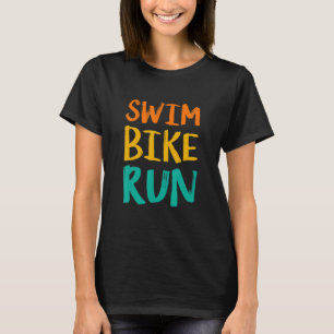 Schwimm-Bike-Run Grafisch läuft Schwimmen-Radfahre T-Shirt