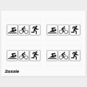 Schwimm, Fahrrad, Run - Triathlon Rechteckiger Aufkleber (Blatt)