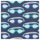 Schwimm-Goggletscher-Muster auf dunkelblau Stoff (Nahaufnahme)