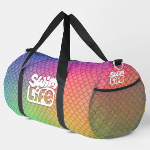 Schwimm Leben Regenbogen Schuppen Groß Duffle Bag