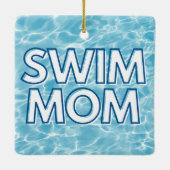 Schwimm-Mama-Weihnachtsdekoration Keramikornament (Rückseite)