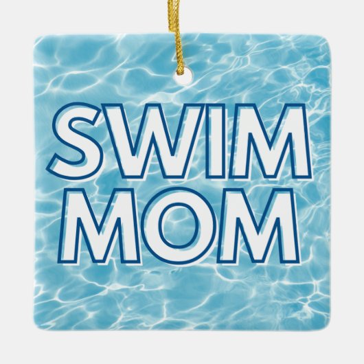 Schwimm-Mama-Weihnachtsdekoration Keramikornament (Vorderseite)
