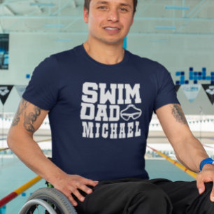 Schwimm Papa Personalisiertes Schwimmen Elternteil T-Shirt