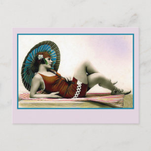 Schwimm-Schönheit der 1920er Jahre, Flapper-Girl Postkarte
