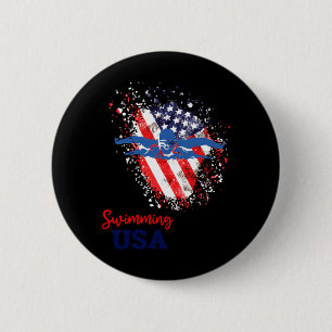 Schwimm-Support-Team-Flagge USA-Pool-Schwimmer Button