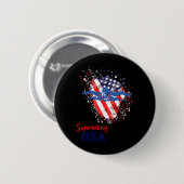Schwimm-Support-Team-Flagge USA-Pool-Schwimmer Button (Vorne & Hinten)