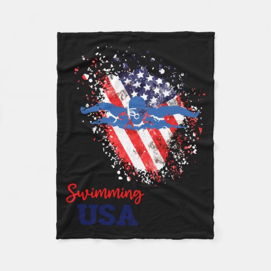 Schwimm-Support-Team-Flagge USA-Pool-Schwimmer Fleecedecke (Vorderseite)
